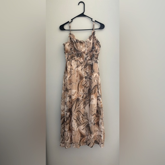 Mittoshop Taupe Marbled Midi Dress -size M - Picture 1 of 3